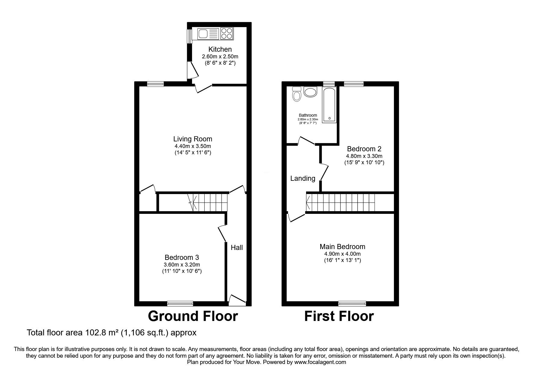 Floorplan of 3 bedroom Mid Terrace House for sale, Loreburn Terrace, Heathhall, Dumfries and Galloway, DG1