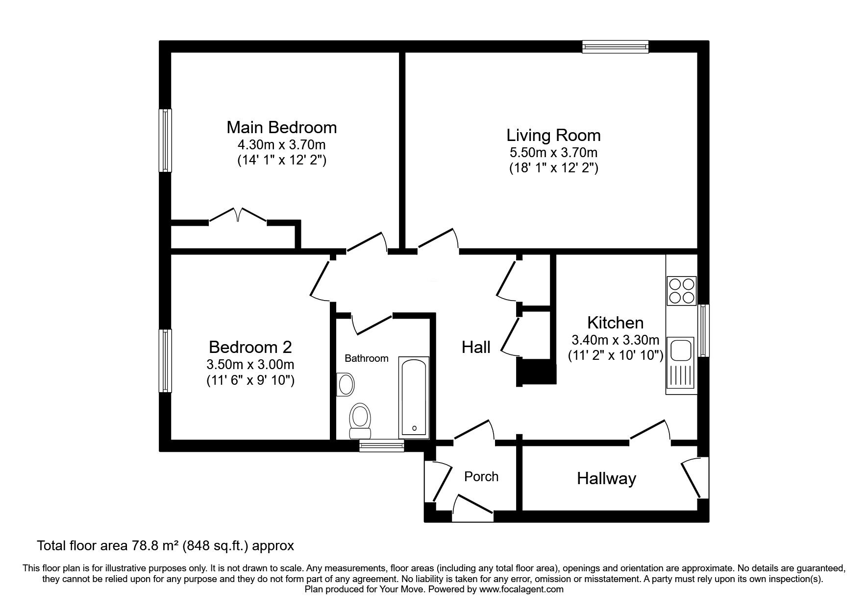 Floorplan of 2 bedroom Link Detached Bungalow for sale, Woodlands Crescent, Dumfries, Dumfries and Galloway, DG2