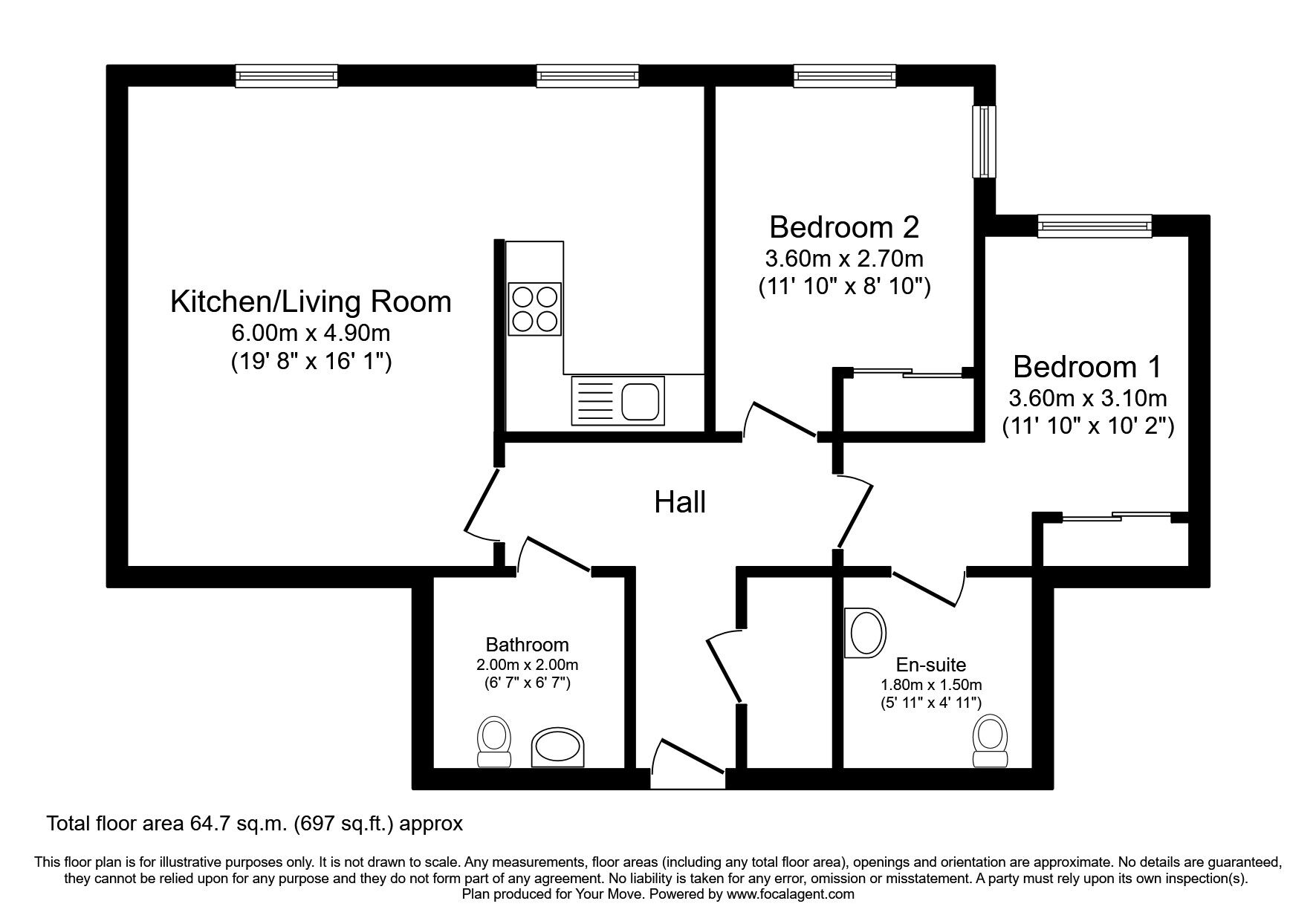 Floorplan of 2 bedroom  Flat to rent, Morris Court, Perth, PH1