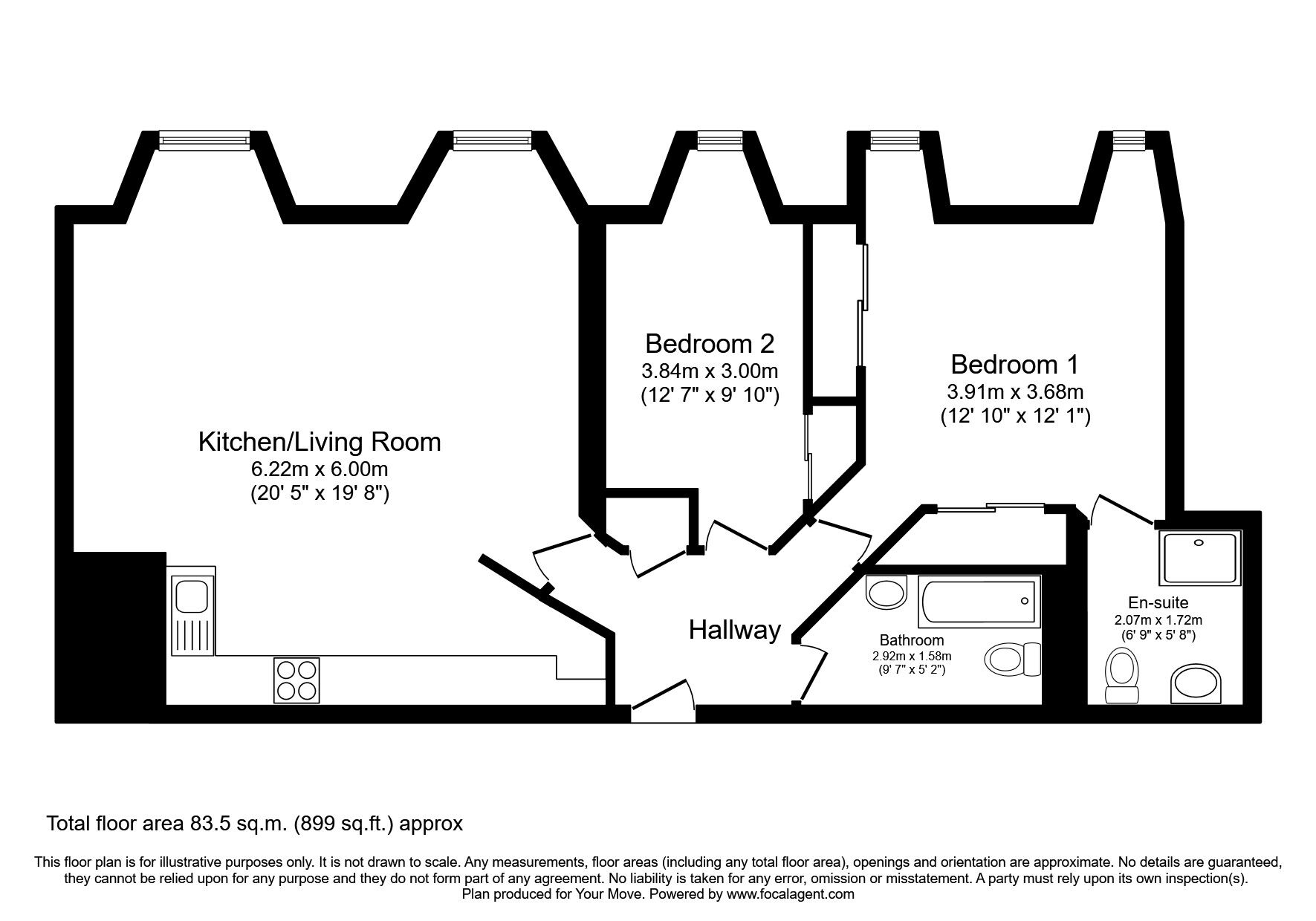 Floorplan of 2 bedroom  Flat for sale, Smillie Court, Dundee, Angus, DD3