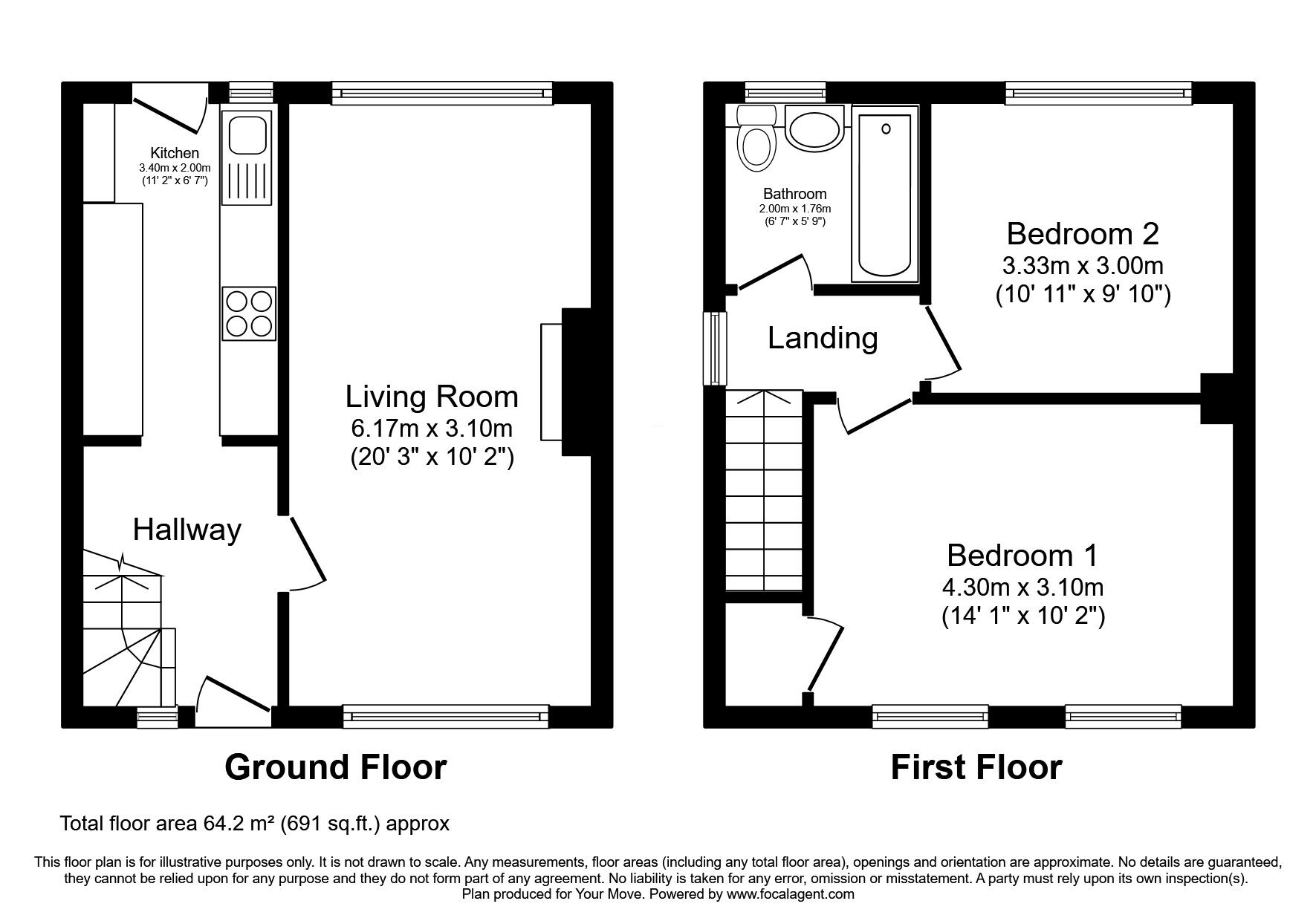 Floorplan of 2 bedroom Semi Detached House for sale, Balgarthno Place, Dundee, Angus, DD2