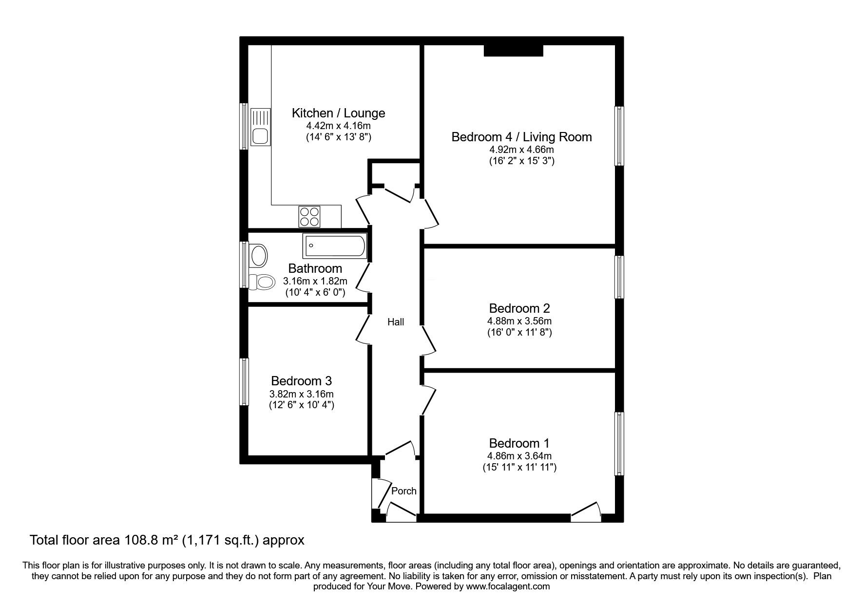 Floorplan of 4 bedroom  Flat for sale, Perth Road, Dundee, Angus, DD2