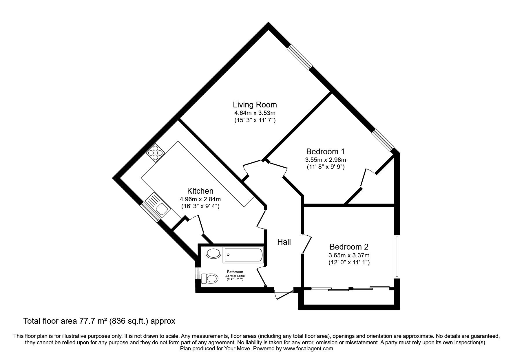 Floorplan of 2 bedroom  Flat for sale, Kerr Street, Dundee, Angus, DD2