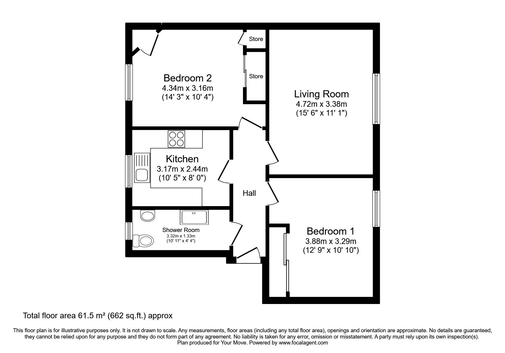 Floorplan of 2 bedroom  Flat for sale, Corso Street, Dundee, Angus, DD2