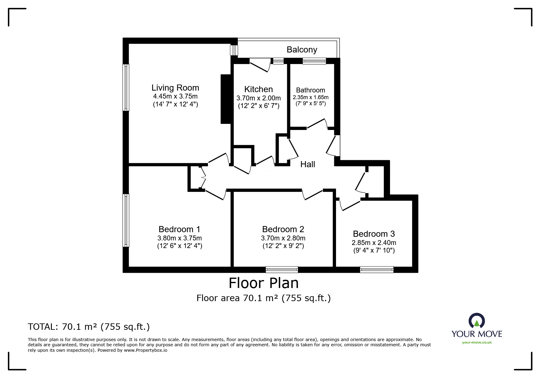 Floorplan of 3 bedroom  Flat for sale, Finavon Street, Dundee, Angus, DD4