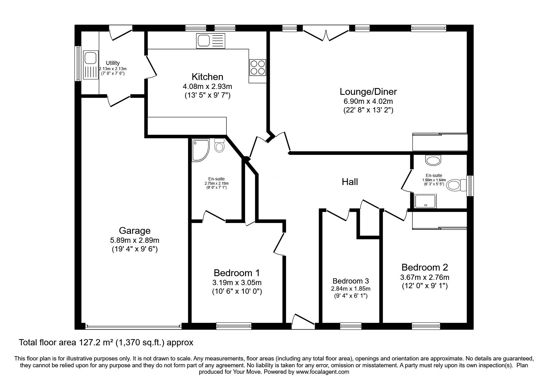 Floorplan of 3 bedroom Detached Bungalow for sale, Mary Countess Way, Glamis, Angus, DD8