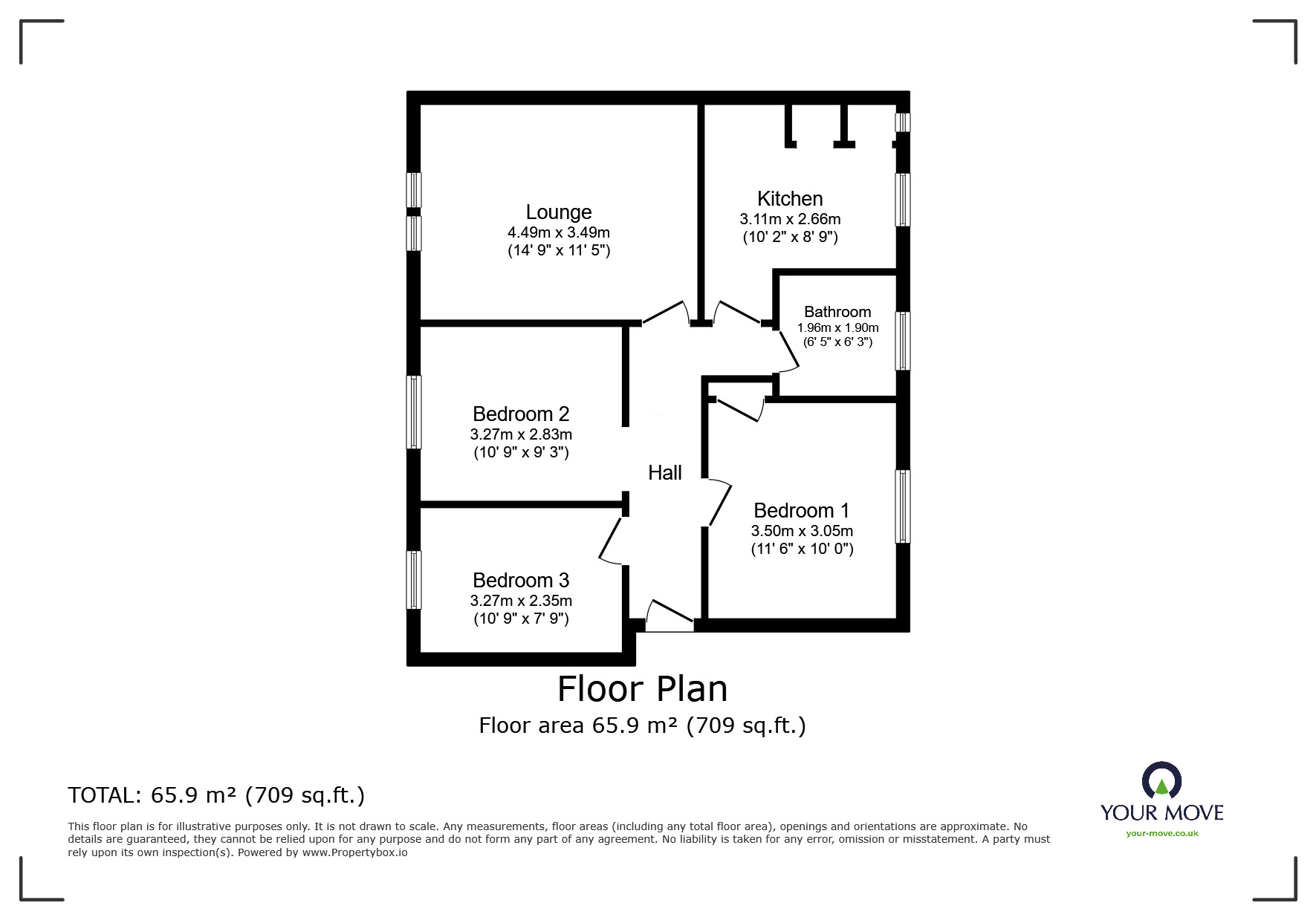 Floorplan of 3 bedroom  Flat for sale, Kerrsview Terrace, Dundee, Angus, DD4