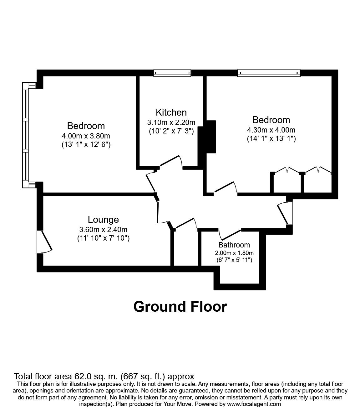 Floorplan of 2 bedroom  Flat to rent, Middle Hill, Egham, Surrey, TW20