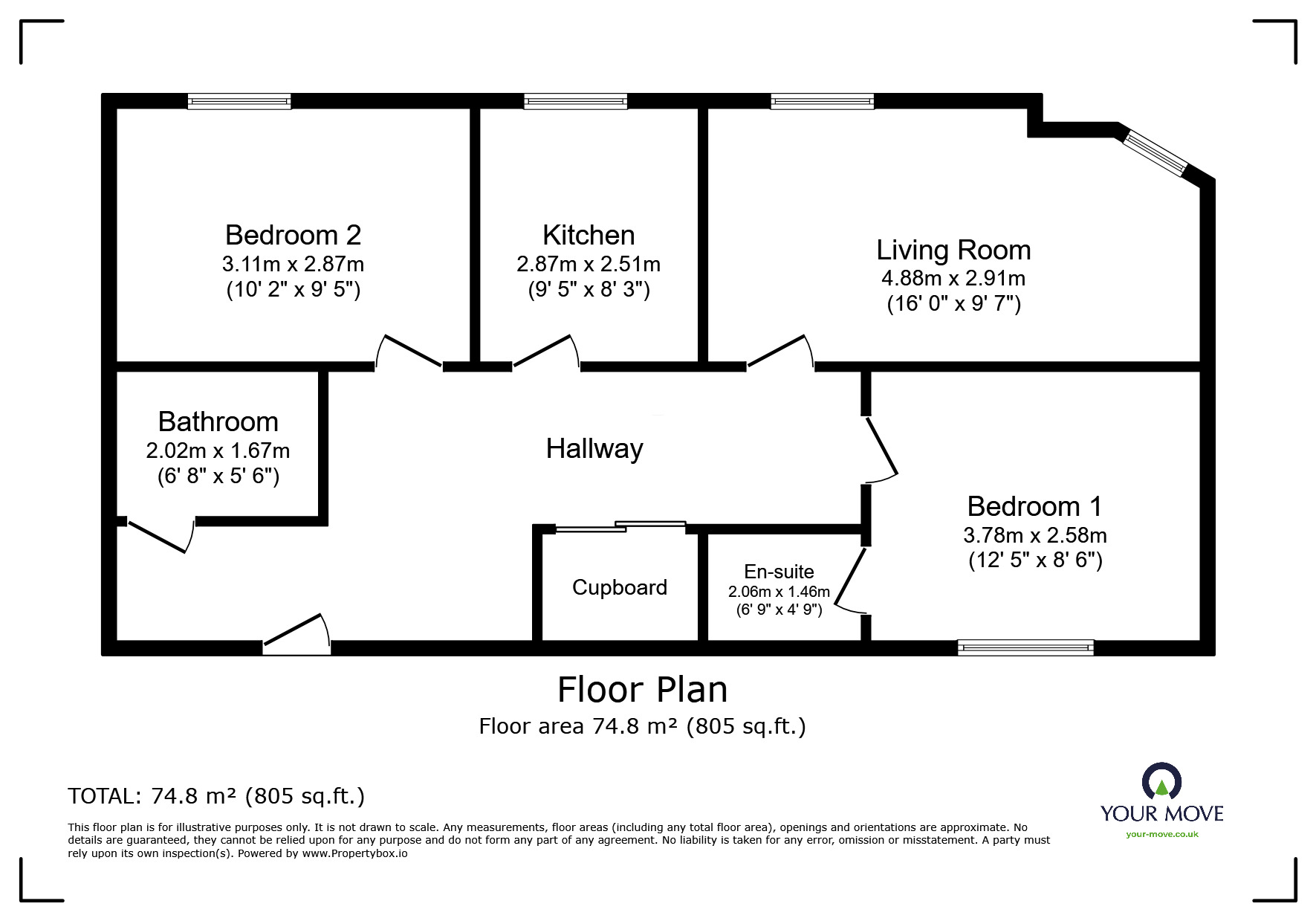 Floorplan of 2 bedroom  Flat to rent, Stoneylands Road, Egham, Surrey, TW20