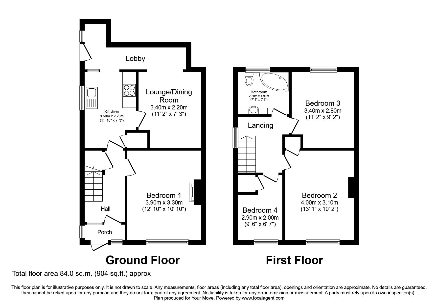 Floorplan of 4 bedroom Semi Detached House to rent, Nobles Way, Egham, Surrey, TW20