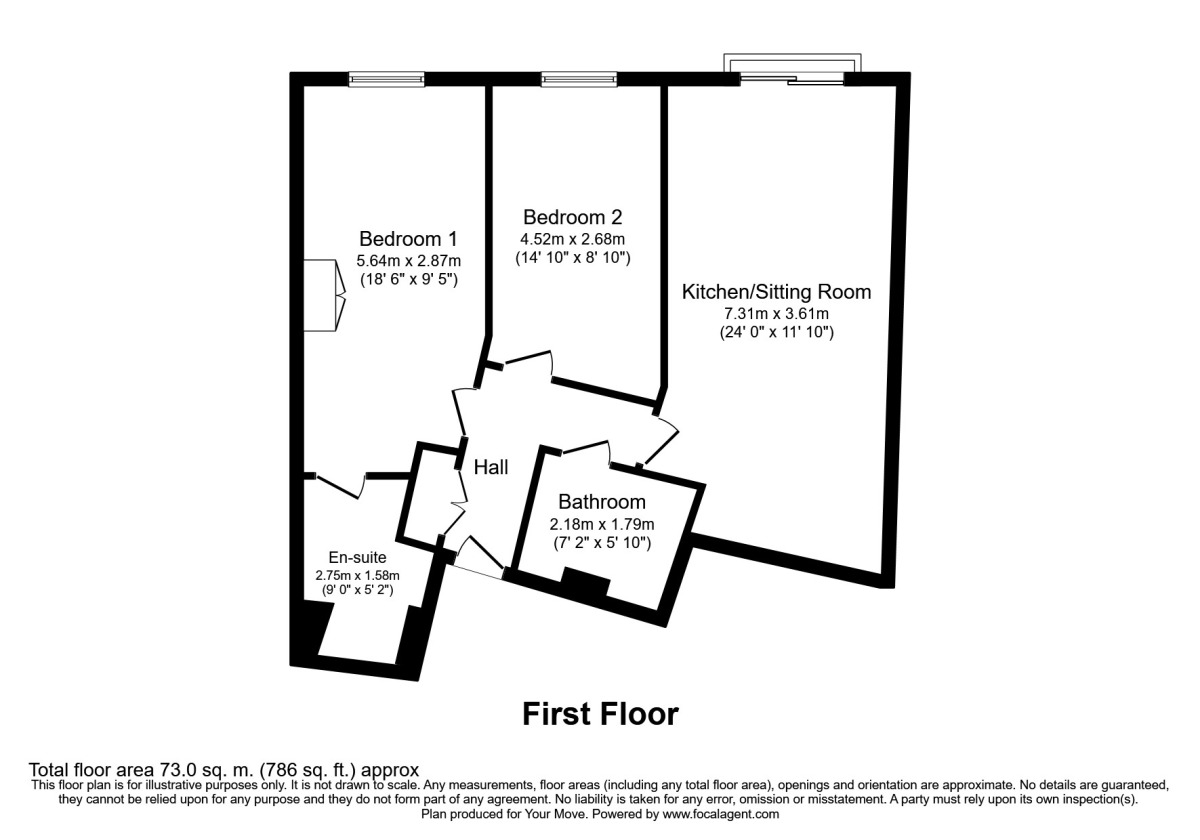 Floorplan of 2 bedroom  Flat to rent, Church Road, Egham, Surrey, TW20