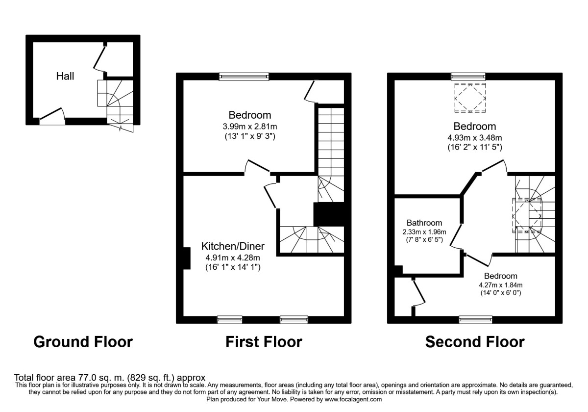 Floorplan of 3 bedroom Mid Terrace House to rent, Limes Mews, Egham, Surrey, TW20