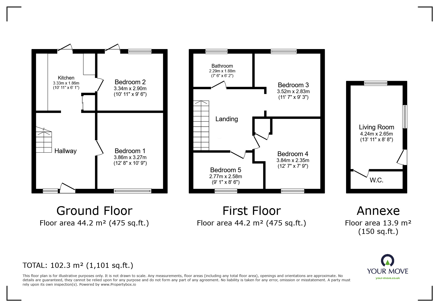 Floorplan of 5 bedroom Semi Detached House to rent, Moore Grove Crescent, Egham, Surrey, TW20