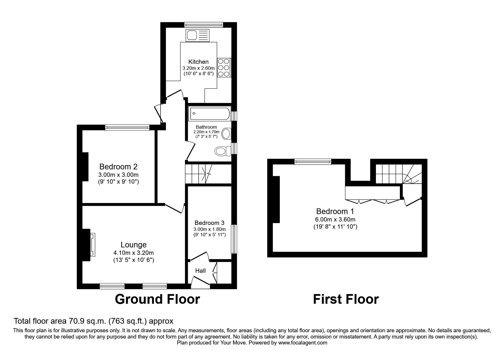 Floorplan of 3 bedroom Semi Detached House to rent, Bond Street, Englefield Green, Surrey, TW20