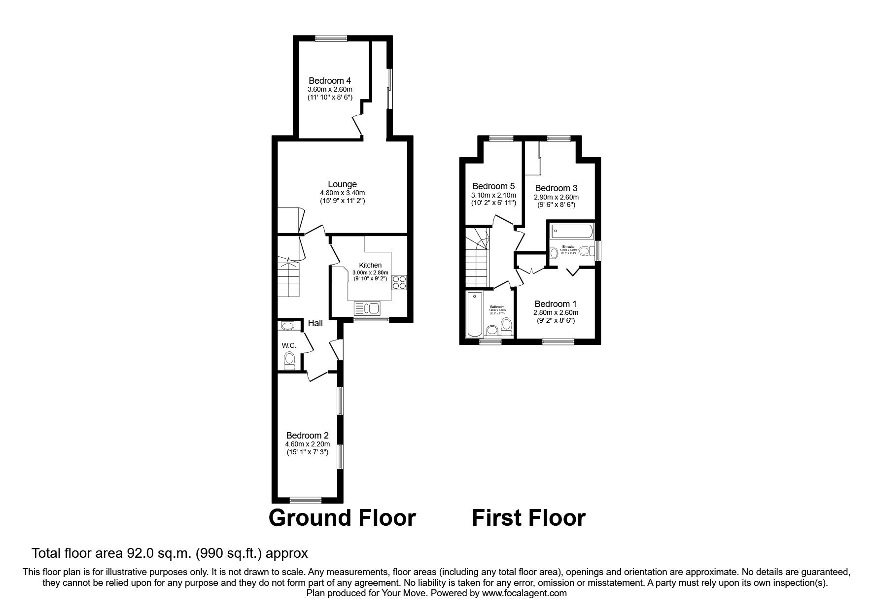 Floorplan of 5 bedroom Semi Detached House to rent, Clarence Street, Egham, Surrey, TW20