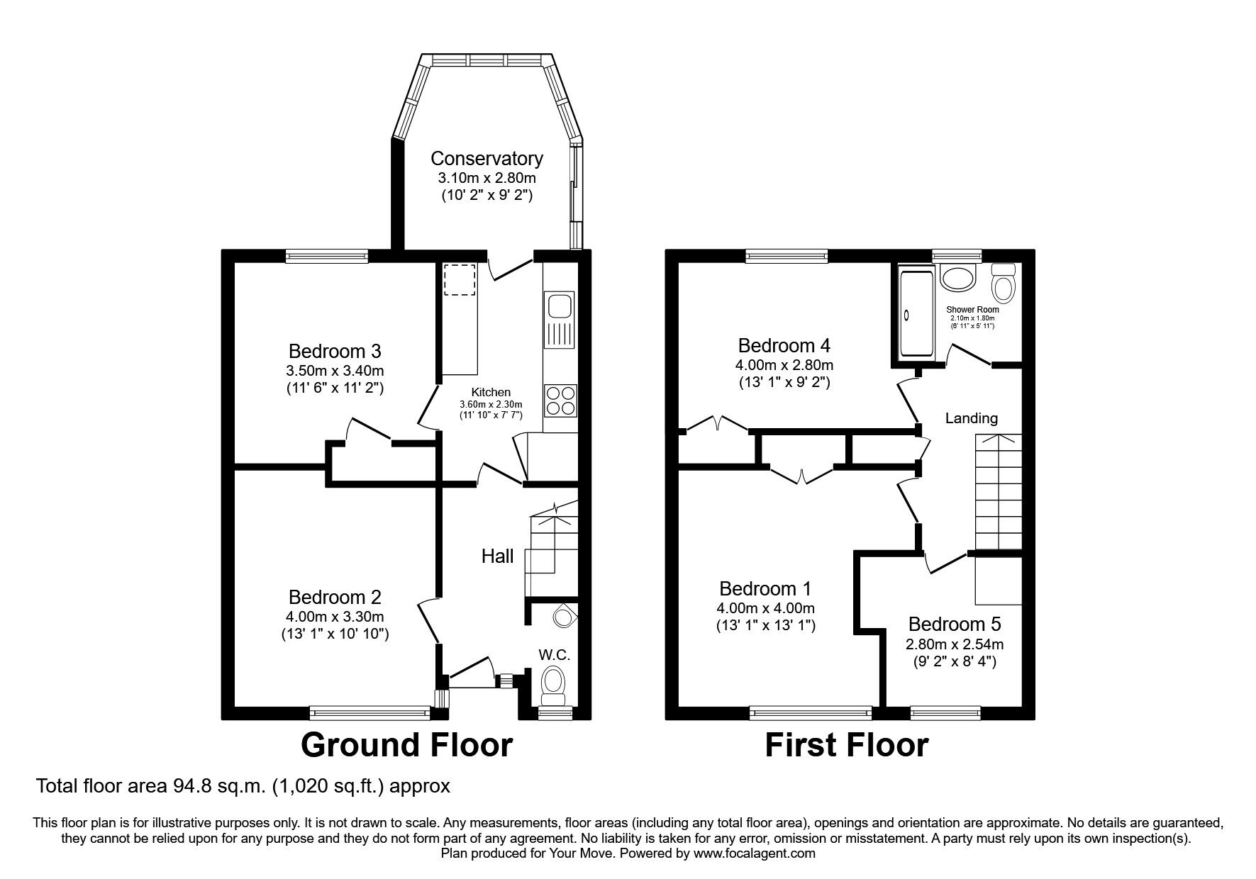 Floorplan of 5 bedroom Semi Detached House to rent, Cherrywood Avenue, Englefield Green, Surrey, TW20