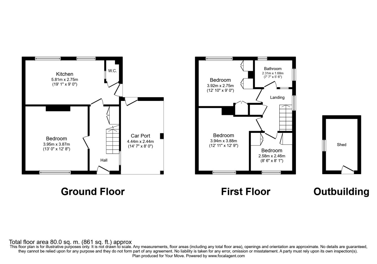 Floorplan of 4 bedroom Semi Detached House to rent, Spring Rise, Egham, Surrey, TW20