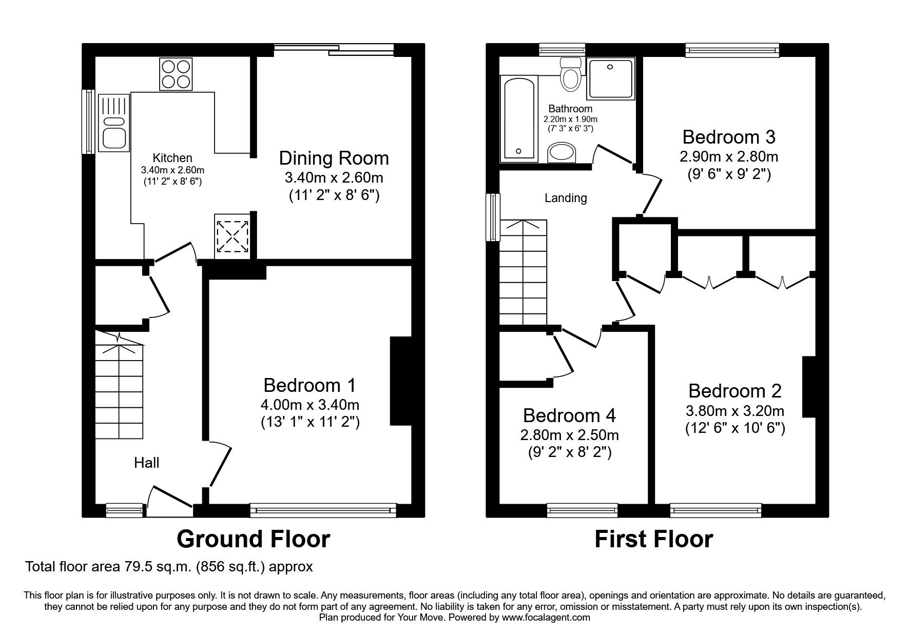 Floorplan of 4 bedroom Semi Detached House to rent, Nobles Way, Egham, Surrey, TW20