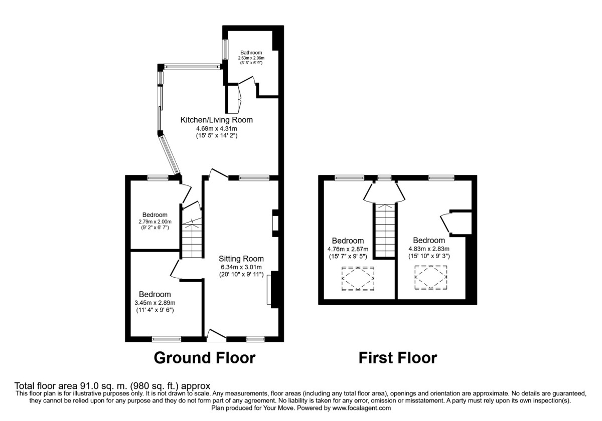 Floorplan of 4 bedroom Semi Detached Bungalow to rent, Bond Street, Englefield Green, Surrey, TW20