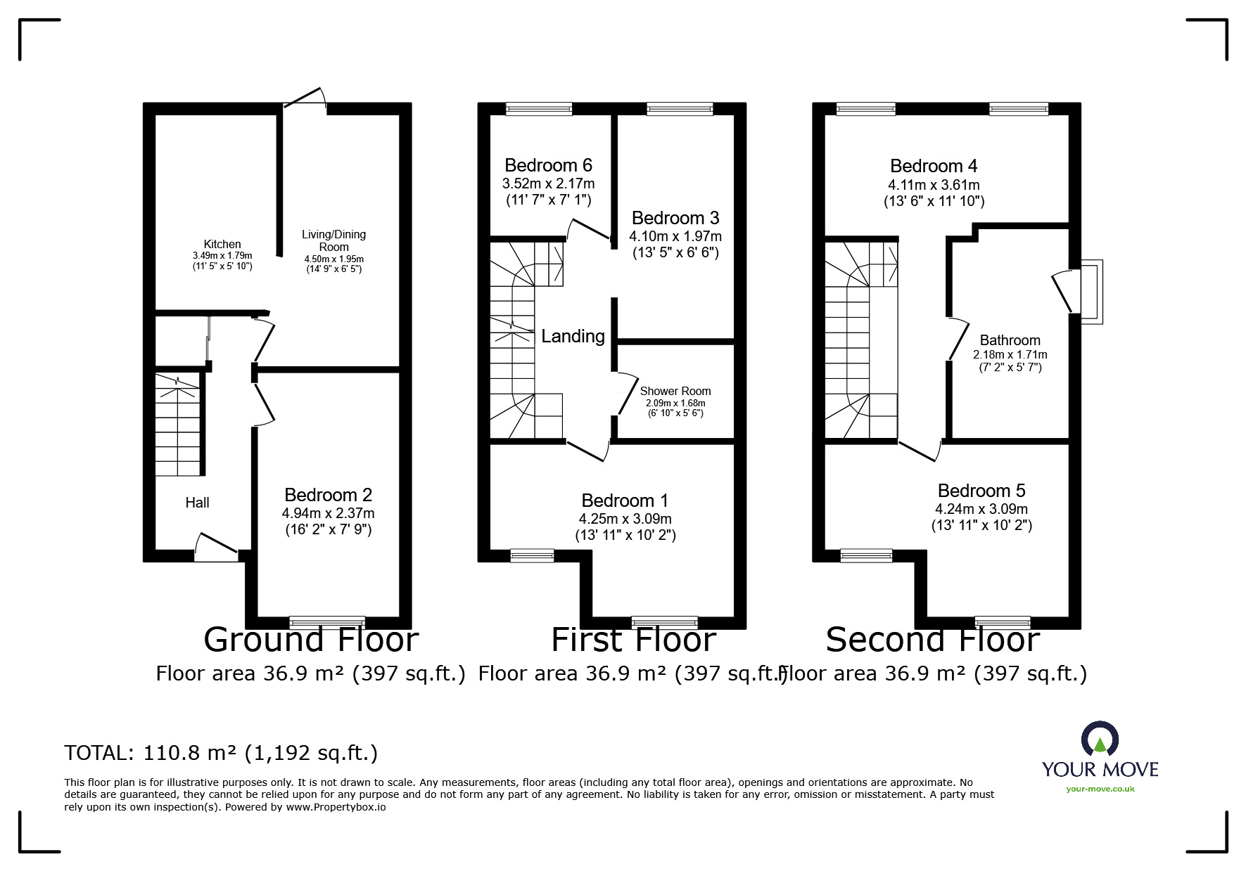 Floorplan of 6 bedroom Mid Terrace House to rent, Nightingale Shott, Egham, Surrey, TW20