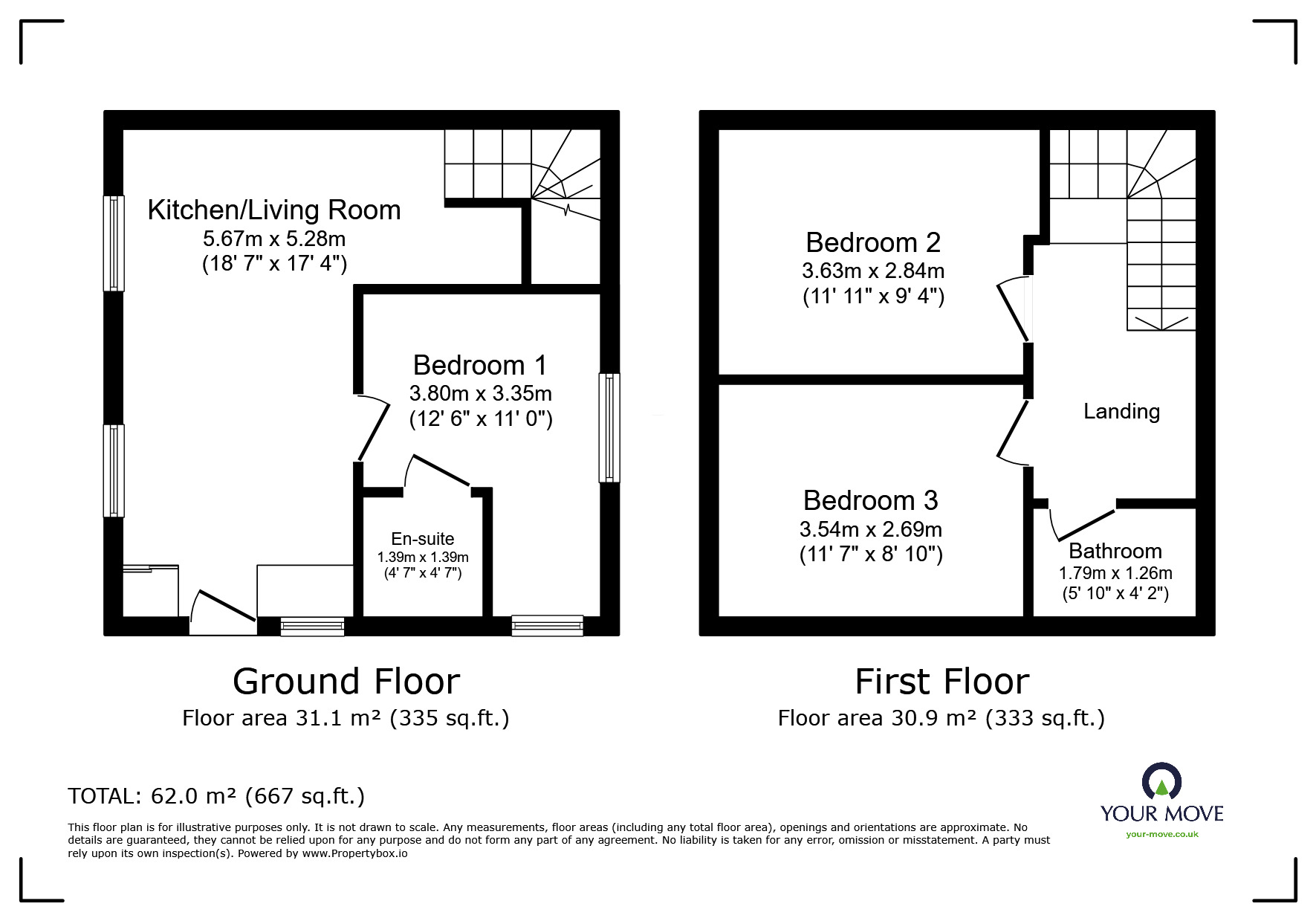 Floorplan of 3 bedroom End Terrace House to rent, Spring Rise, Egham, Surrey, TW20