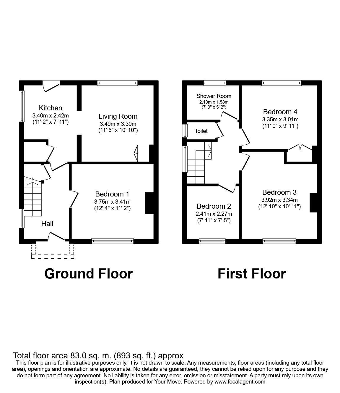 Floorplan of 4 bedroom Semi Detached House to rent, Ripley Avenue, Egham, Surrey, TW20