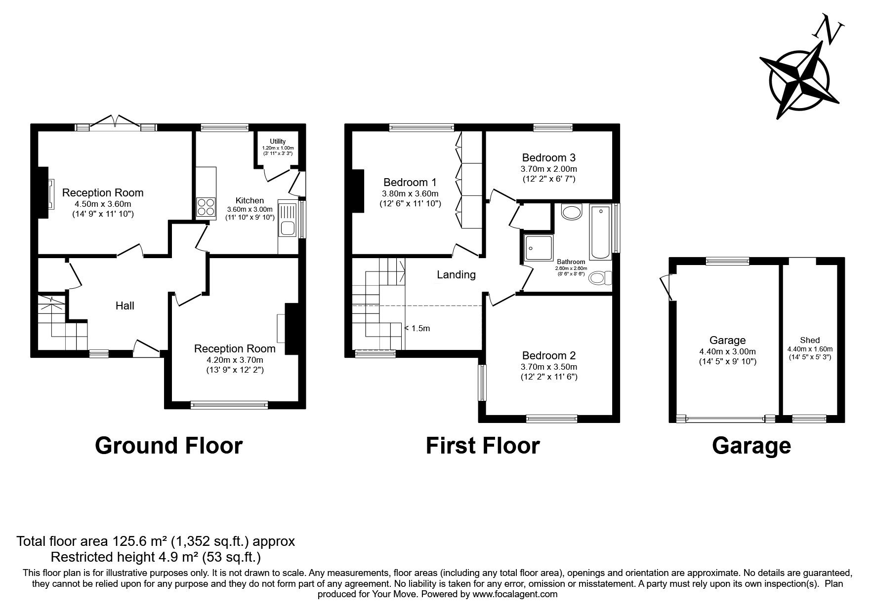 Floorplan of 3 bedroom Semi Detached House for sale, Whitehall Lane, Egham, Surrey, TW20