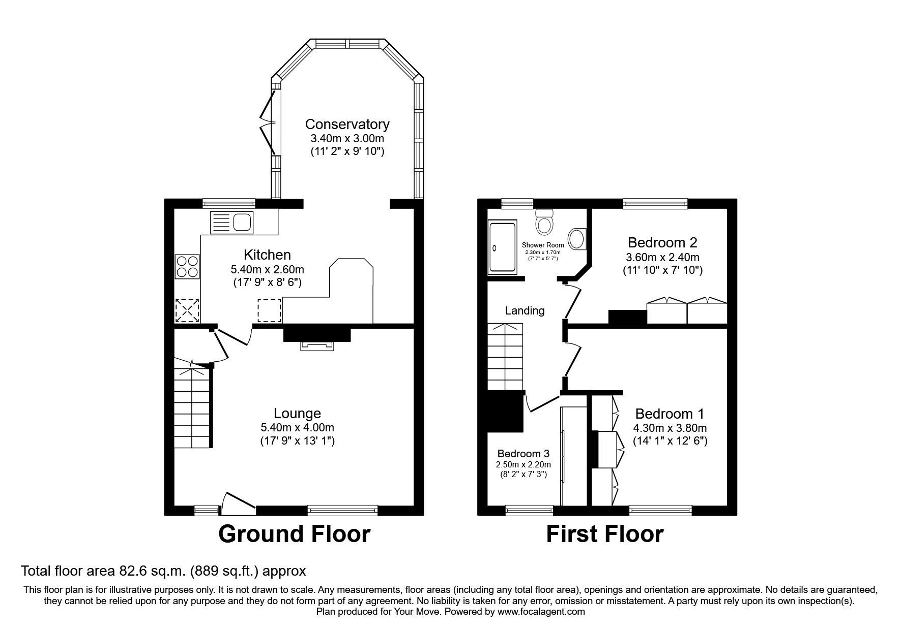 Floorplan of 3 bedroom Mid Terrace House to rent, Huntingfield Way, Egham, Surrey, TW20