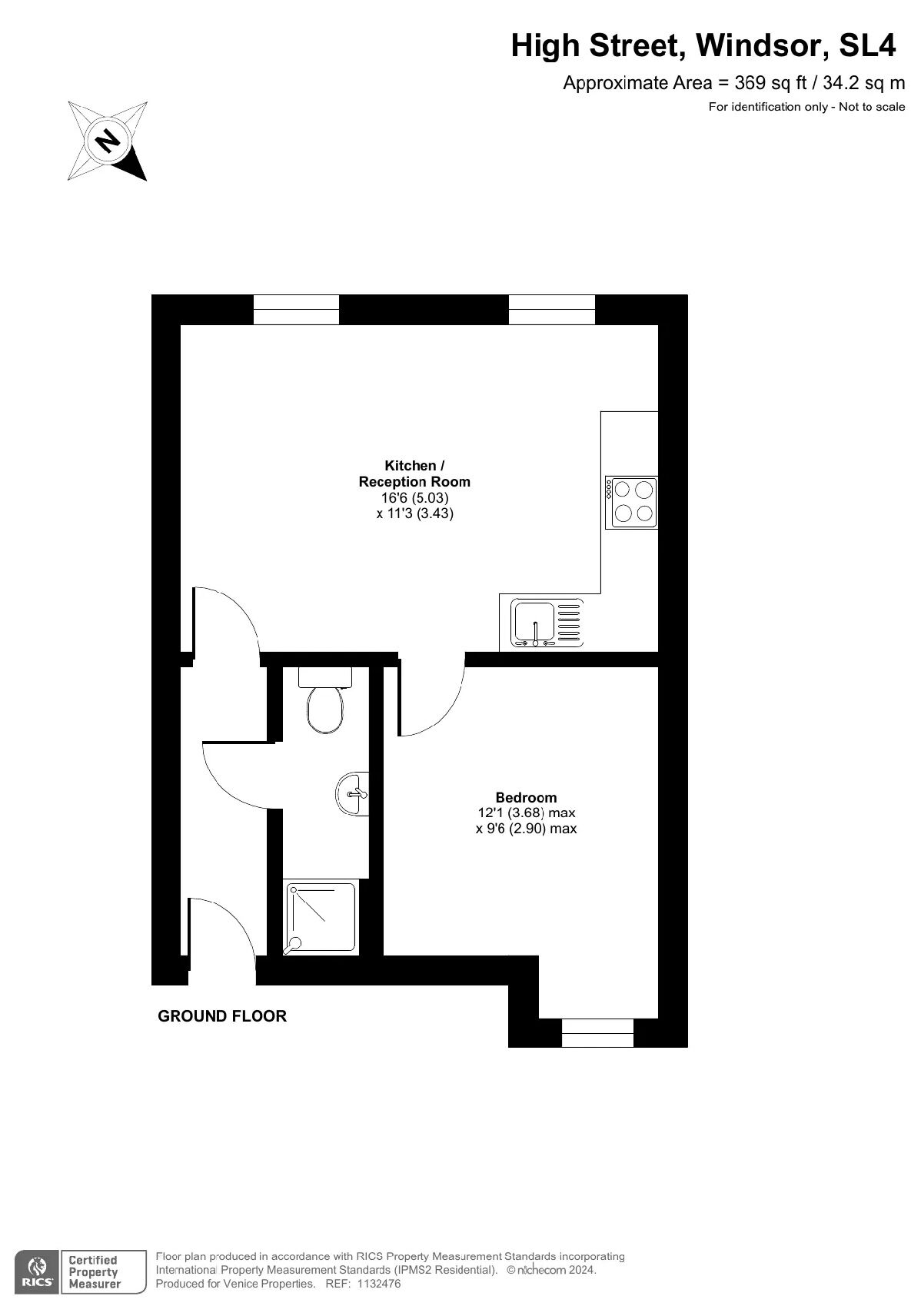 Floorplan of 1 bedroom  Flat to rent, High Street, Windsor, Windsor and Maidenhead, SL4