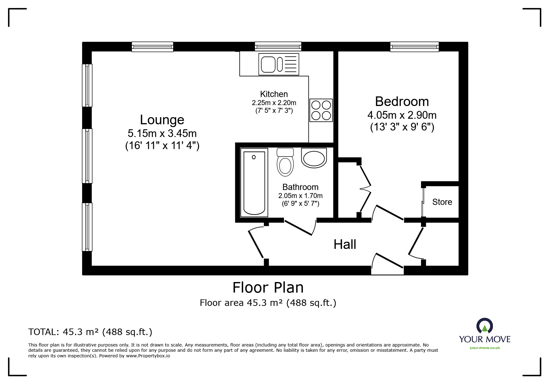 Floorplan of 1 bedroom  Flat for sale, Bond Street, Englefield Green, Surrey, TW20