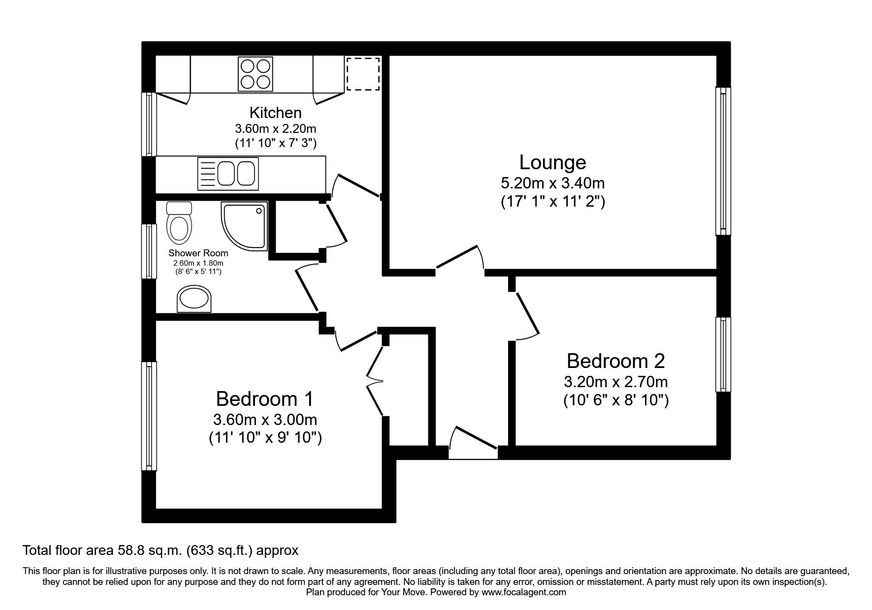 Floorplan of 2 bedroom  Flat to rent, Greenacre Court, Englefield Green, Surrey, TW20