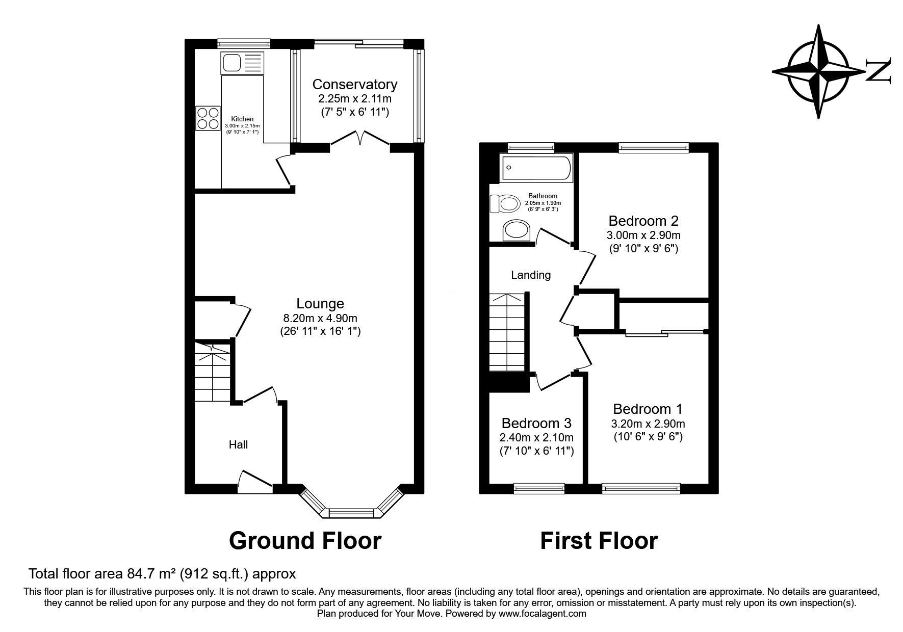 Floorplan of 3 bedroom Mid Terrace House for sale, Chestnut Manor Close, Staines-upon-Thames, Surrey, TW18