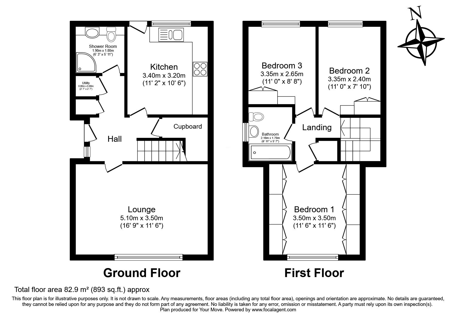 Floorplan of 3 bedroom End Terrace House for sale, Glenfield Road, Ashford, TW15