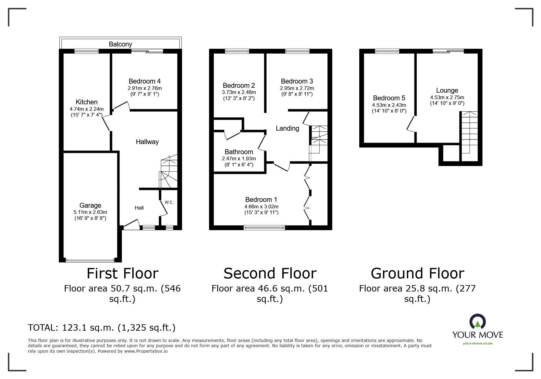 Floorplan of 5 bedroom Mid Terrace House for sale, Greenways, Egham, Surrey, TW20