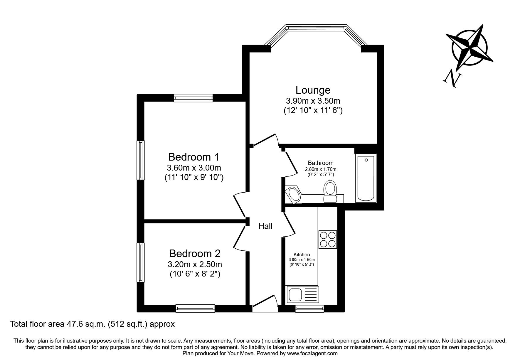 Floorplan of 2 bedroom  Flat for sale, Middle Hill, Egham, Surrey, TW20