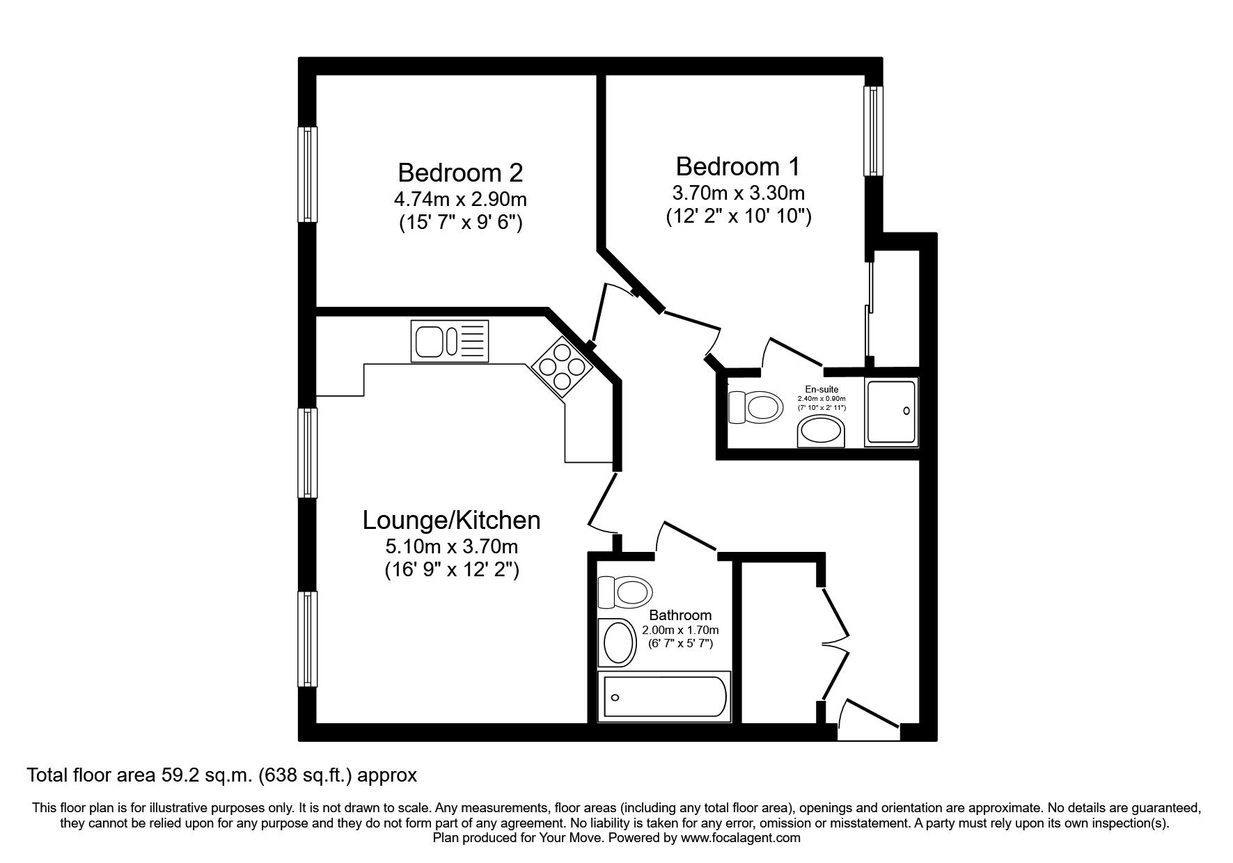 Floorplan of 2 bedroom  Flat to rent, The Hub Stoneylands Road, Egham, Surrey\, TW20