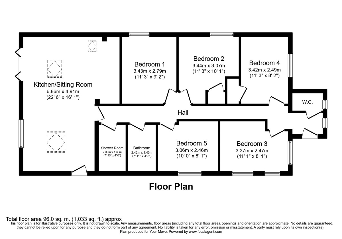 Floorplan of 5 bedroom Detached Bungalow to rent, Clarence Street, Egham, Surrey, TW20