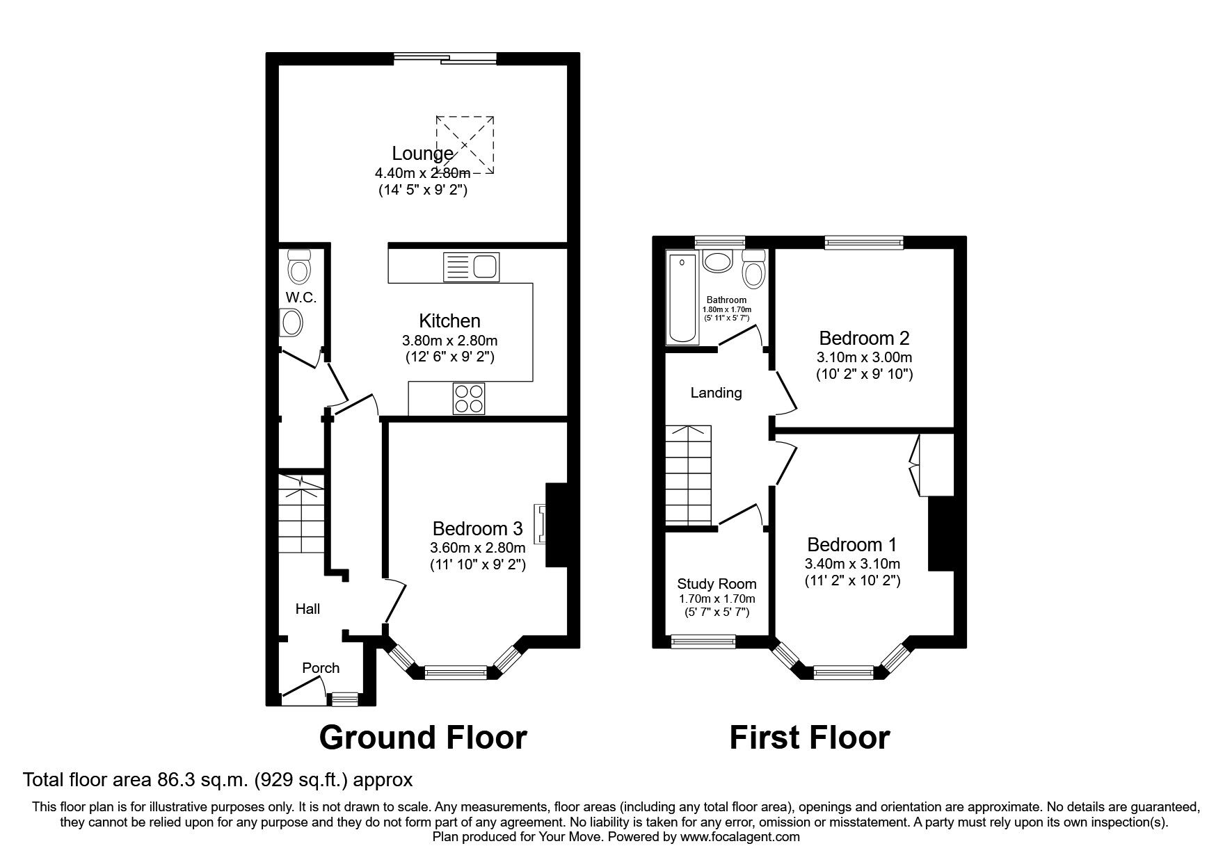 Floorplan of 3 bedroom Mid Terrace House to rent, Vegal Crescent, Englefield Green, Surrey, TW20