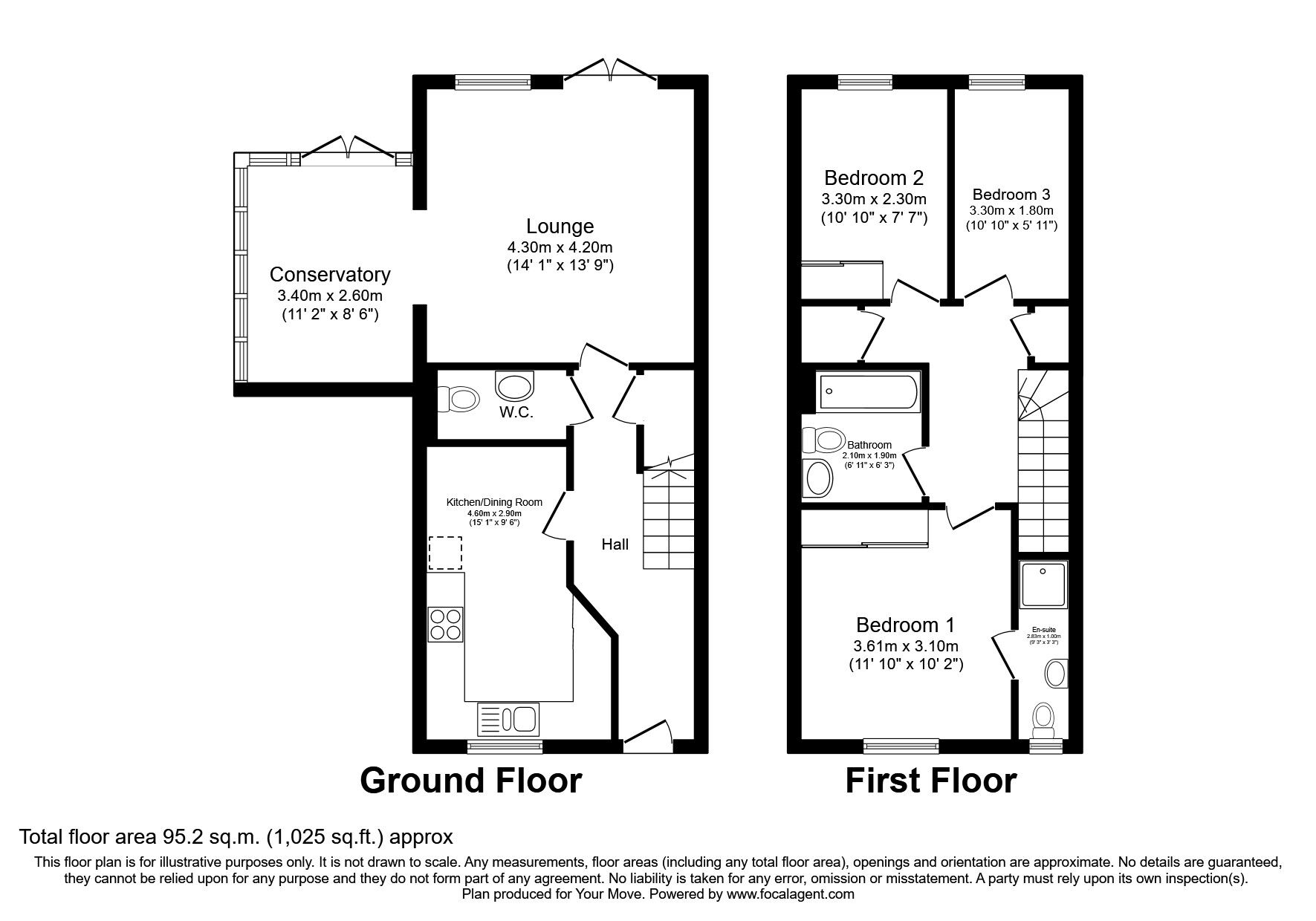 Floorplan of 3 bedroom Mid Terrace House to rent, Egham Hill, Egham, Surrey, TW20