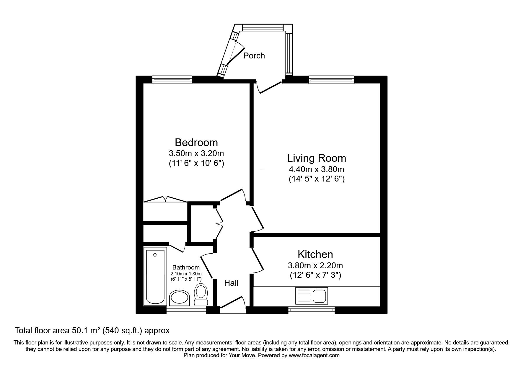 Floorplan of 1 bedroom Semi Detached Bungalow for sale, Hillocks Way, Lossiemouth, Moray, IV31