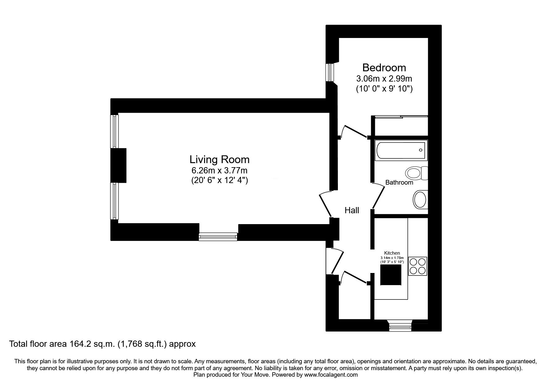 Floorplan of 1 bedroom Detached Bungalow for sale, Clifton Road, Lossiemouth, Moray, IV31