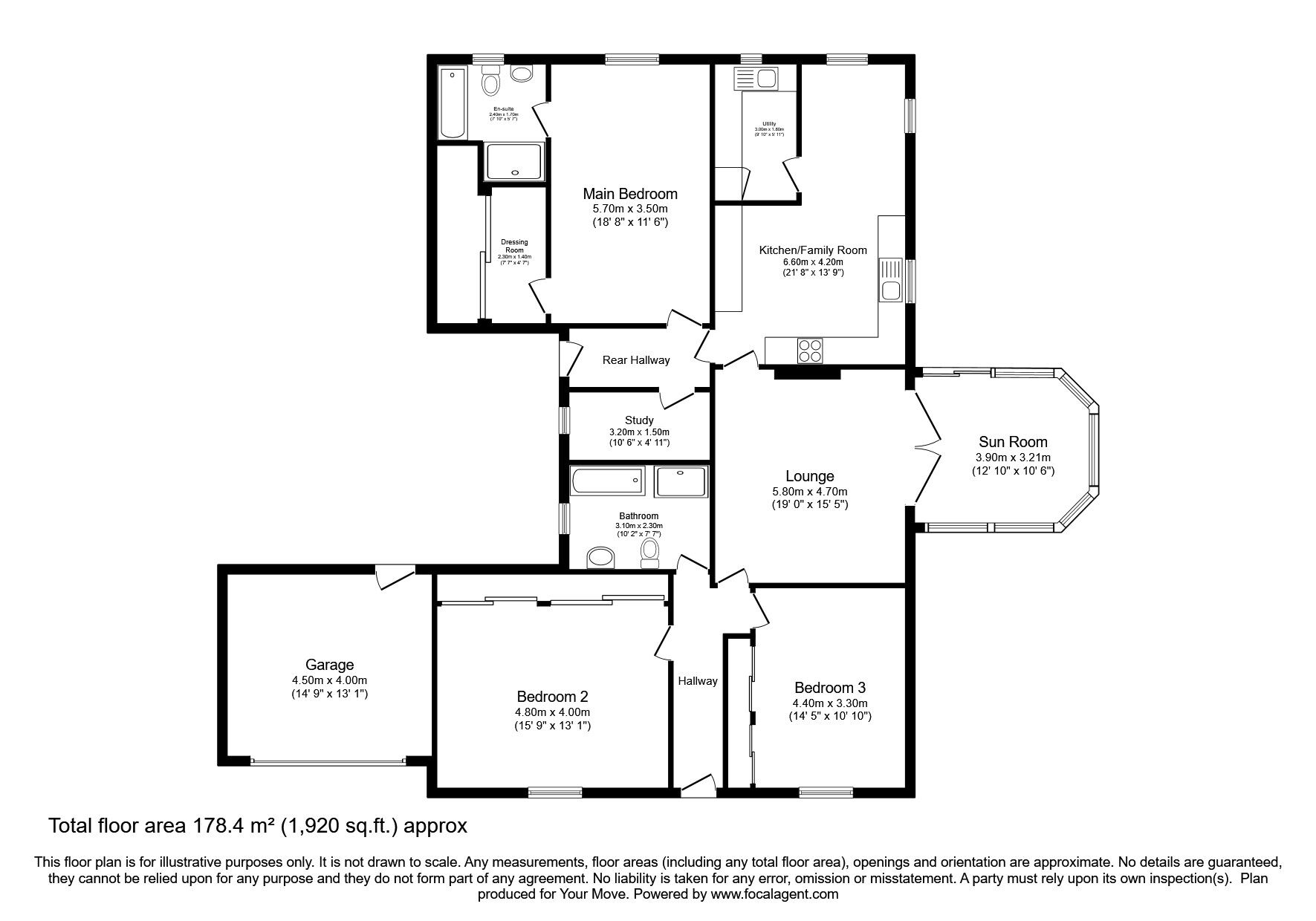 Floorplan of 3 bedroom Detached Bungalow for sale, Grange, Keith, Moray, AB55