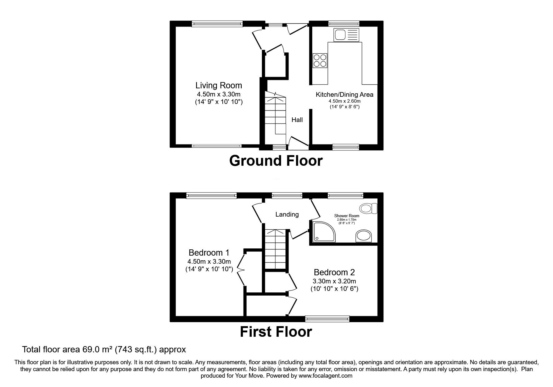 Floorplan of 2 bedroom End Terrace House for sale, Pitairlie Walk, Elgin, Moray, IV30