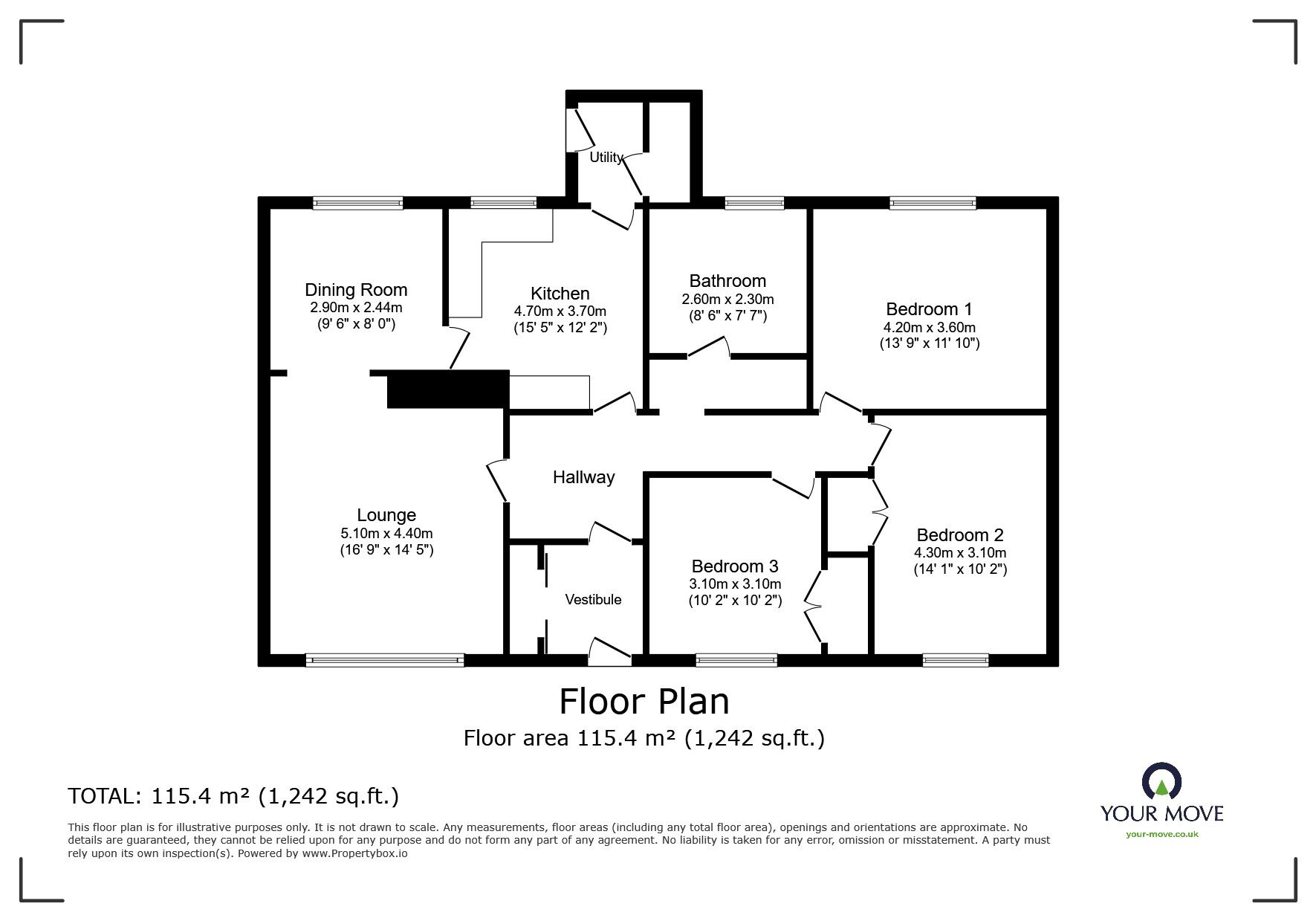 Floorplan of 3 bedroom Detached Bungalow for sale, James Street, Lossiemouth, Moray, IV31