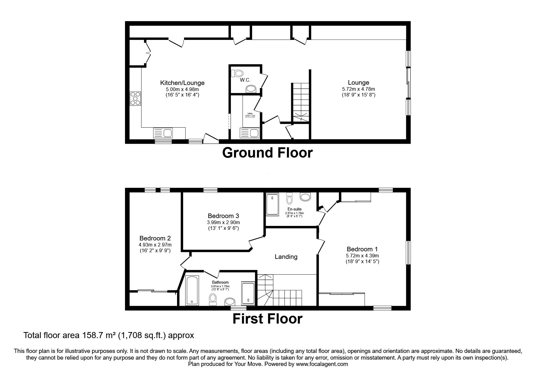 Floorplan of 3 bedroom Mid Terrace House for sale, Elgin, Moray, IV30