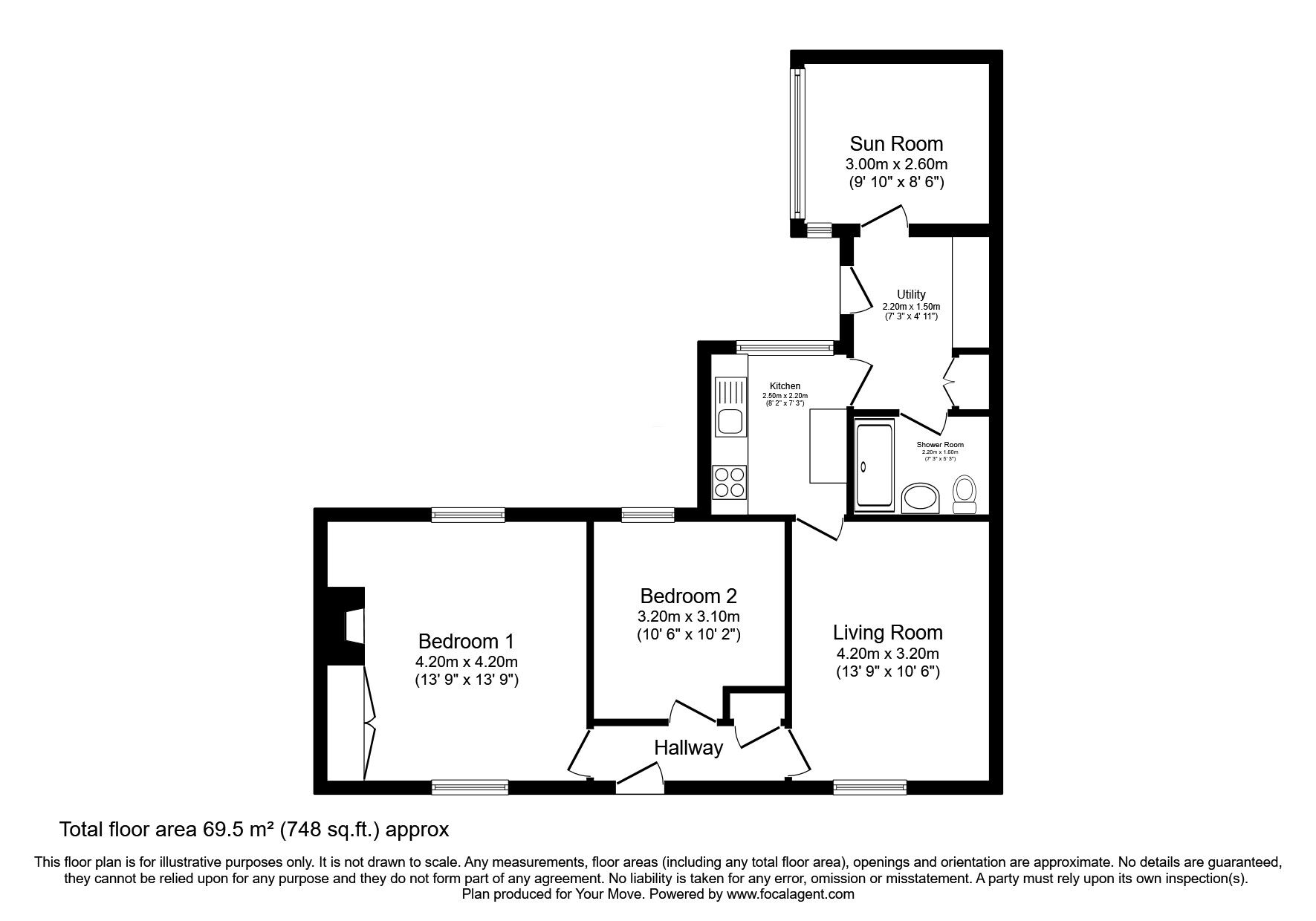 Floorplan of 2 bedroom Mid Terrace Bungalow for sale, Dunbar Street, Hopeman, Moray, IV30