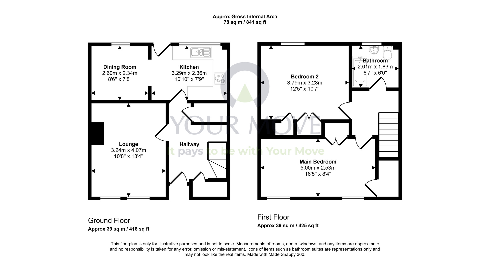 Floorplan of 2 bedroom Mid Terrace House for sale, Hillview Place, Lossiemouth, Moray, IV31