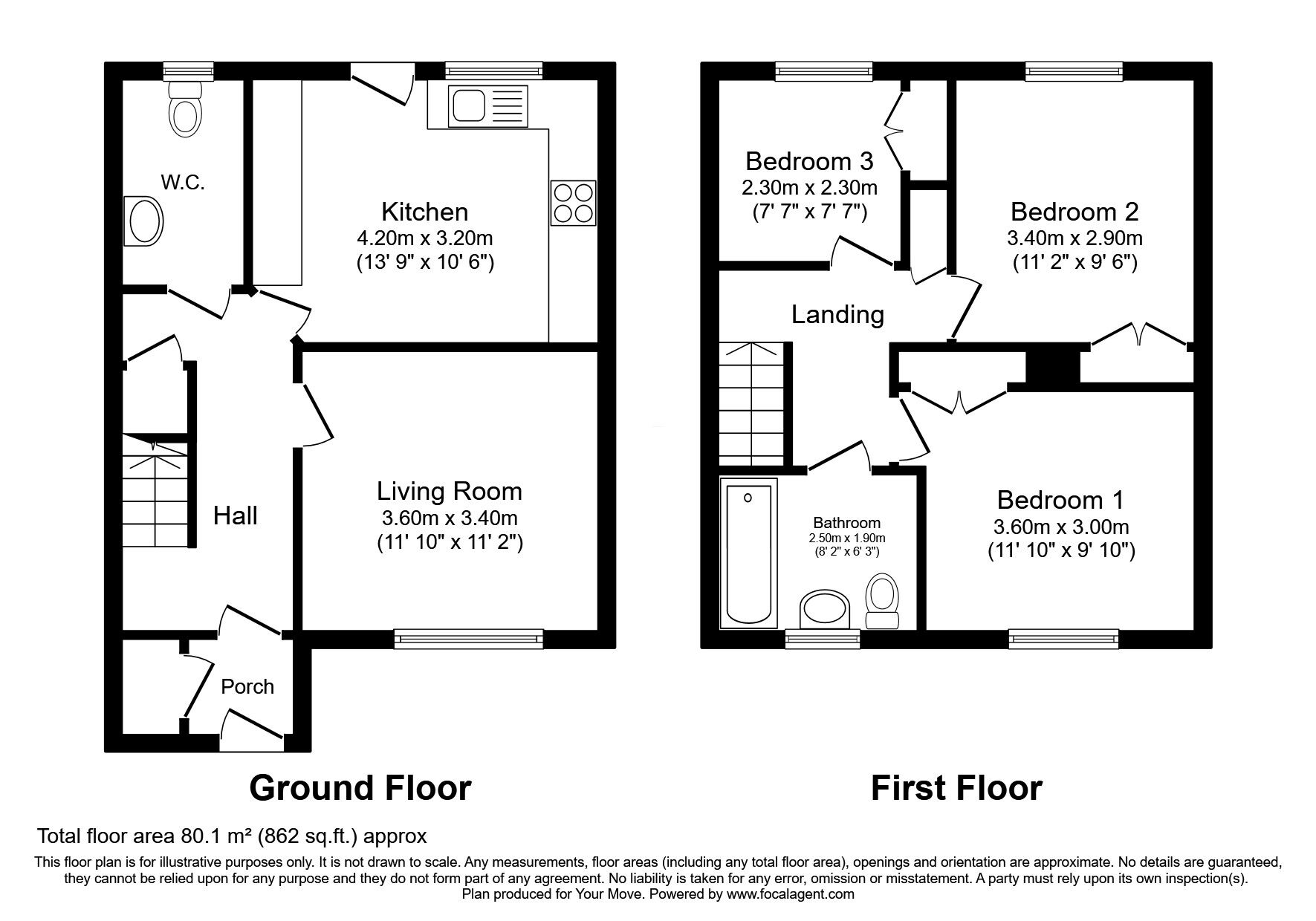 Floorplan of 3 bedroom Semi Detached House for sale, Glassgreen Brae, Elgin, Moray, IV30