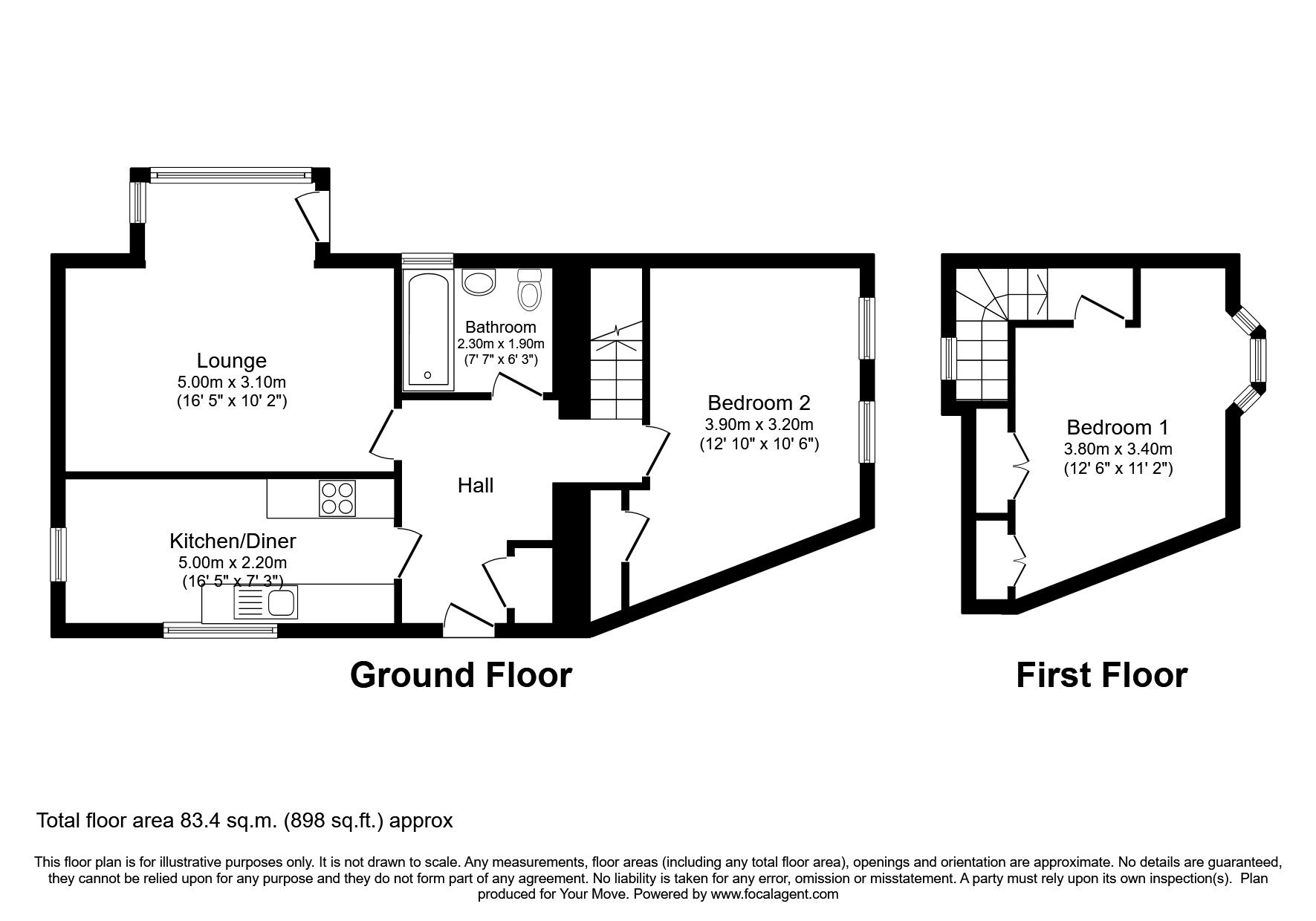 Floorplan of 2 bedroom End Terrace House for sale, Elgin Road, Lossiemouth, Moray, IV31