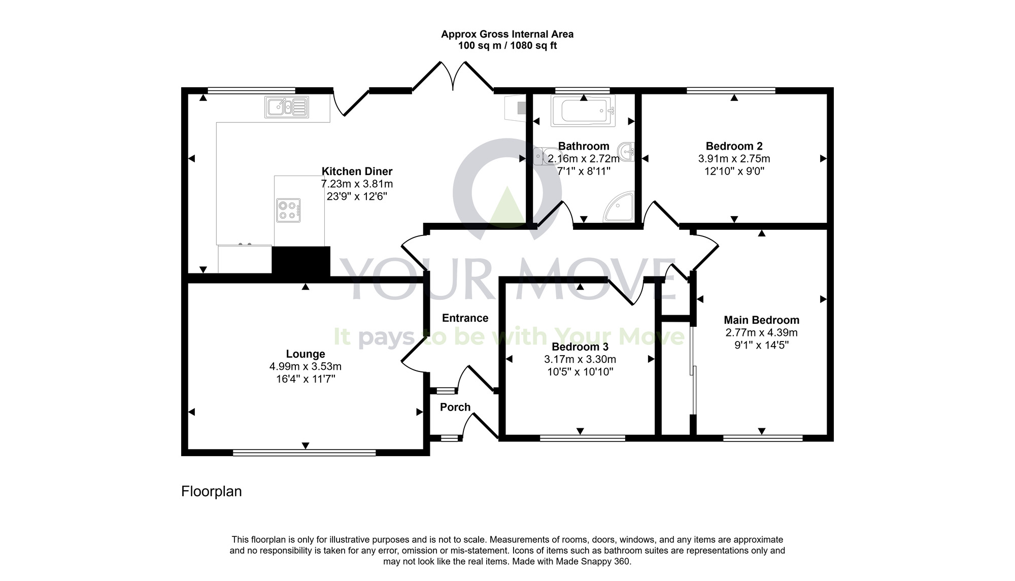 Floorplan of 3 bedroom Detached Bungalow for sale, Balnacoul Road, Mosstodloch, Moray, IV32